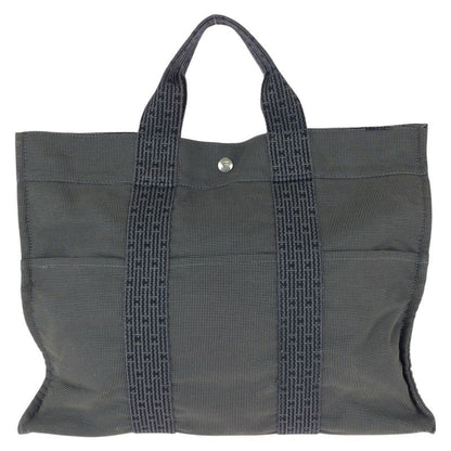 Hermes Her Line MM Gray Silver Canvas Tote