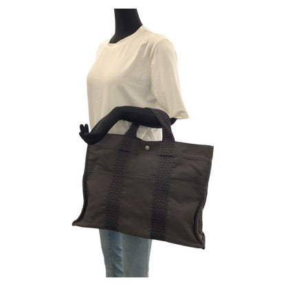 Hermes Her Line MM Gray Silver Canvas Tote