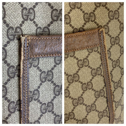 Gucci Vintage Sherry Line Beige GG Supreme Canvas Tote