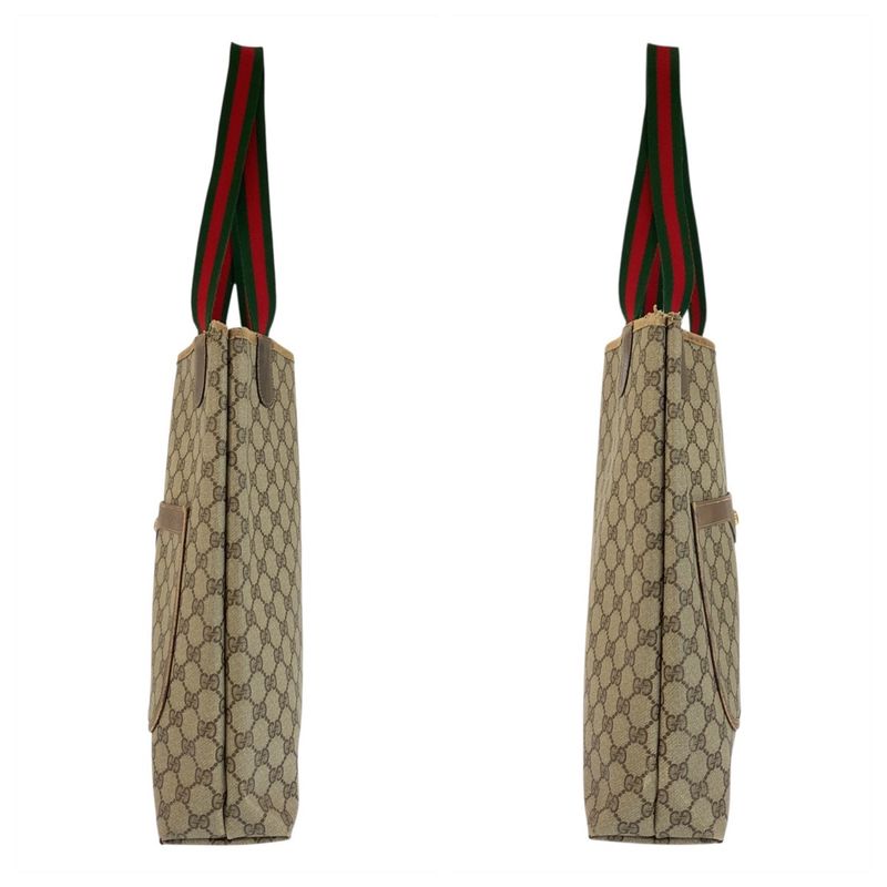 Gucci Vintage Sherry Line Beige GG Supreme Canvas Tote