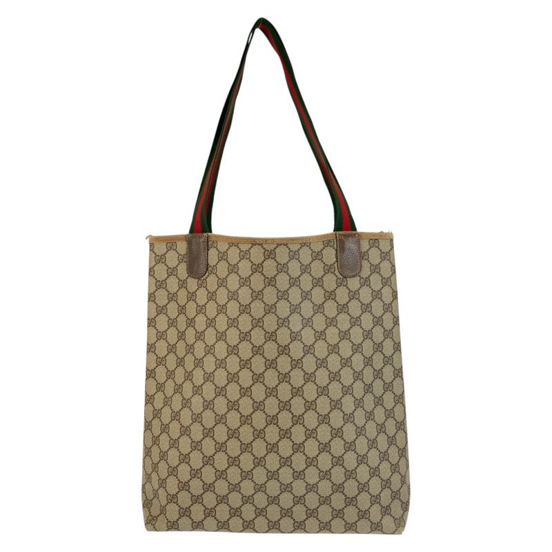 Gucci Vintage Sherry Line Beige GG Supreme Canvas Tote