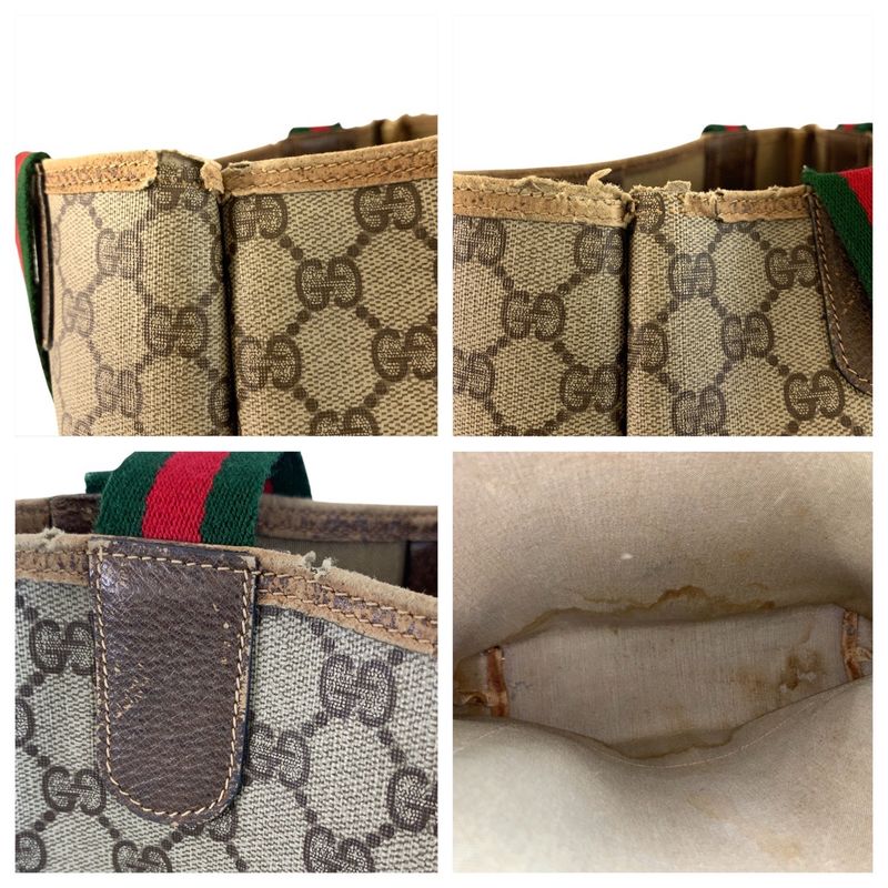 Gucci Vintage Sherry Line Beige GG Supreme Canvas Tote