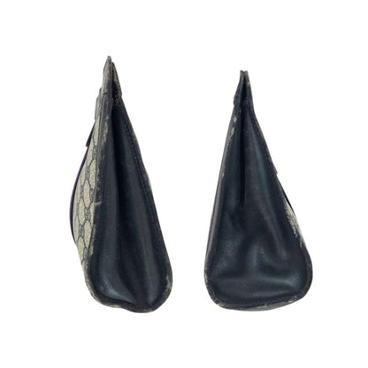 Gucci Vintage Sherry Line Navy Red GG Supreme Canvas Leather Clutch