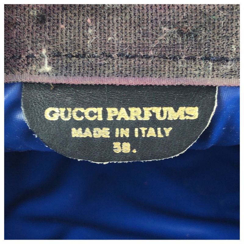 Gucci Vintage Sherry Line Navy Red GG Supreme Canvas Leather Clutch