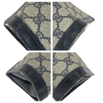 Gucci Vintage Sherry Line Navy Red GG Supreme Canvas Leather Clutch