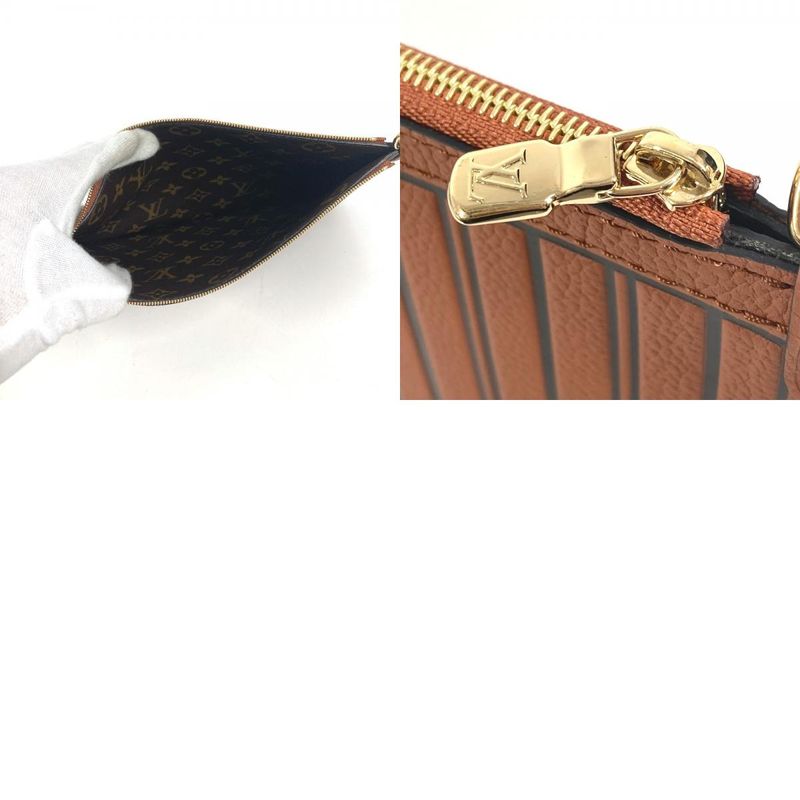 Louis Vuitton Pouch Neverfull Inside Out MM Leather Tan Brown