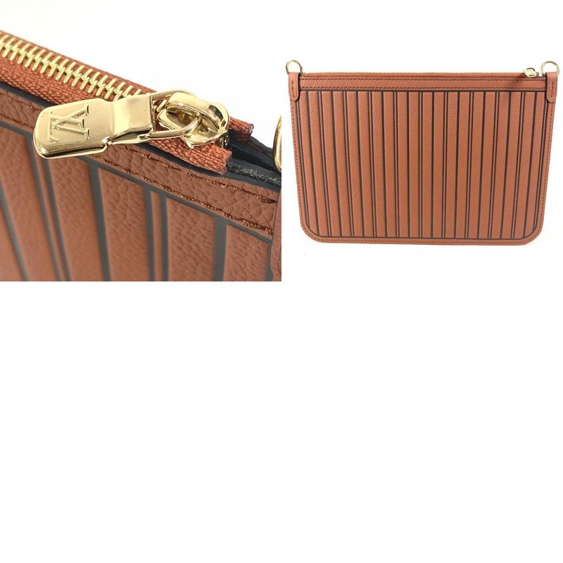 Louis Vuitton Pouch Neverfull Inside Out MM Leather Tan Brown