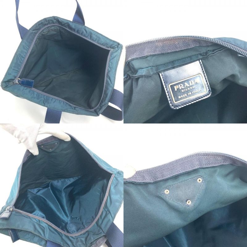 Prada Shoulder Bag Triangle Logo Nylon Blue