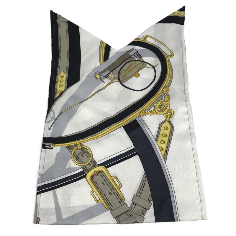 Hermes Handbag Tiash Furoshiki PM Silk White