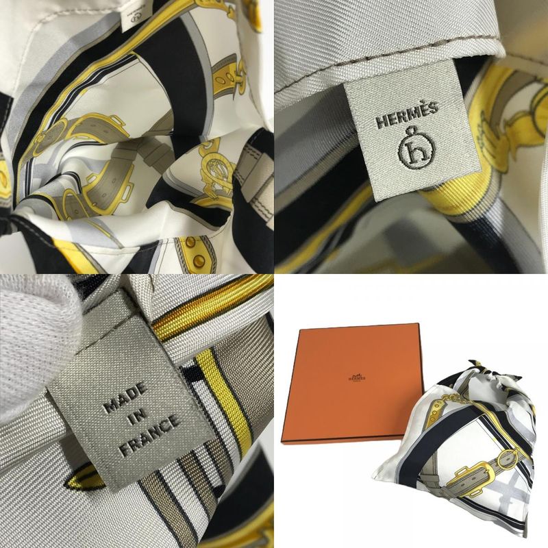 Hermes Handbag Tiash Furoshiki PM Silk White