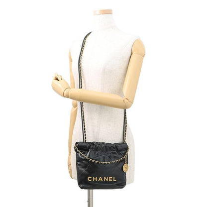 Chanel Handbag 22 Mini CC Logo Shiny Calf Leather 2-Way