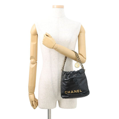 Chanel Handbag 22 Mini CC Logo Shiny Calf Leather 2-Way