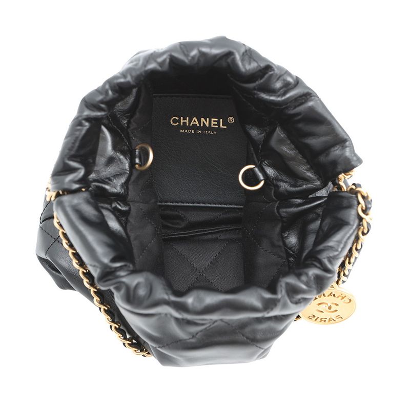 Chanel Handbag 22 Mini CC Logo Shiny Calf Leather 2-Way