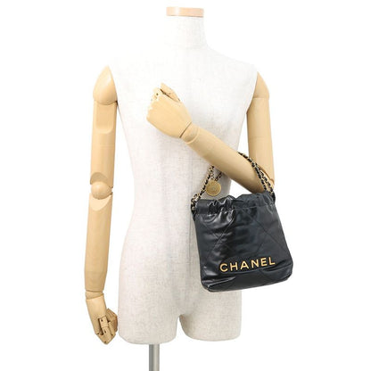 Chanel Handbag 22 Mini CC Logo Shiny Calf Leather 2-Way