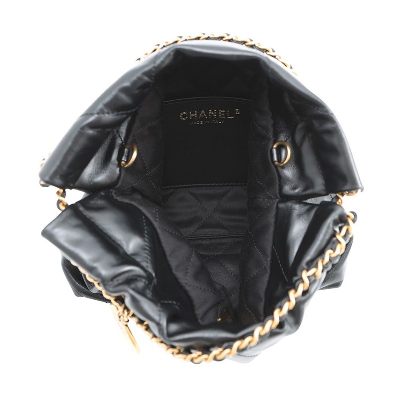 Chanel Handbag 22 Mini CC Logo Shiny Calf Leather 2-Way