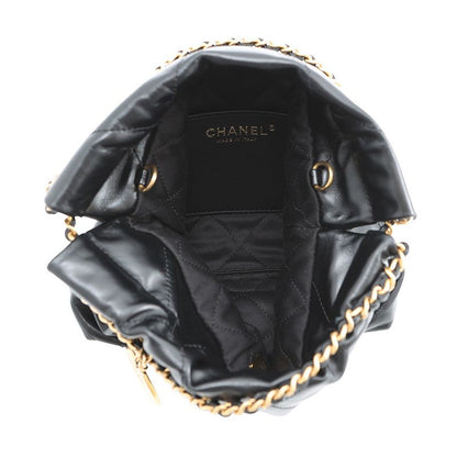 Chanel Handbag 22 Mini CC Logo Shiny Calf Leather 2-Way