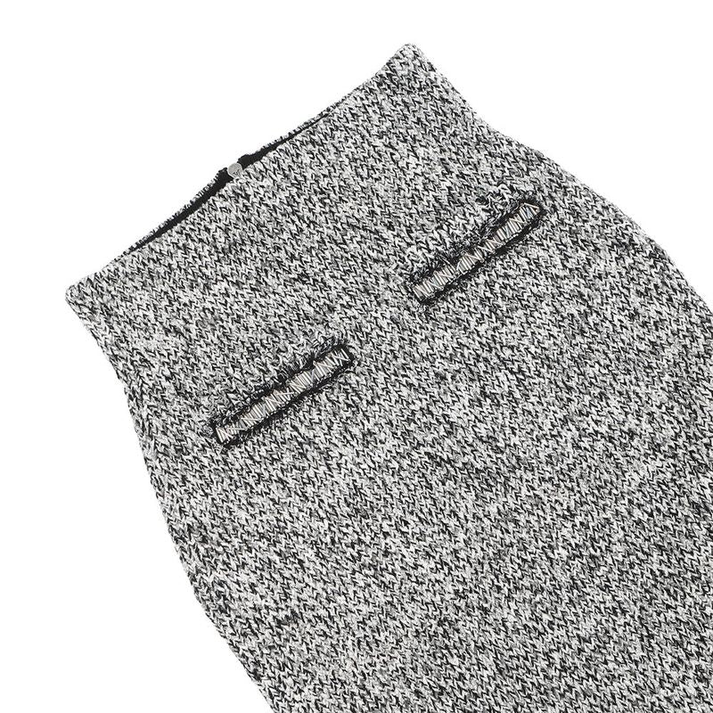 Louis Vuitton Skirt Tweed Tight Noir Black White Gray
