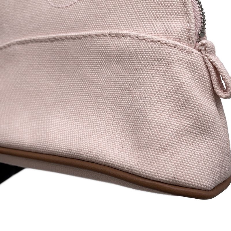 Hermes Pouch Bolide Mini Rose Pearl Silver Cotton