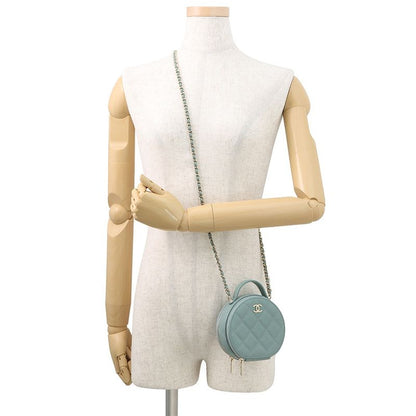 Chanel Chain Shoulder Bag Quilted Small Vanity Caviar Leather Light Green