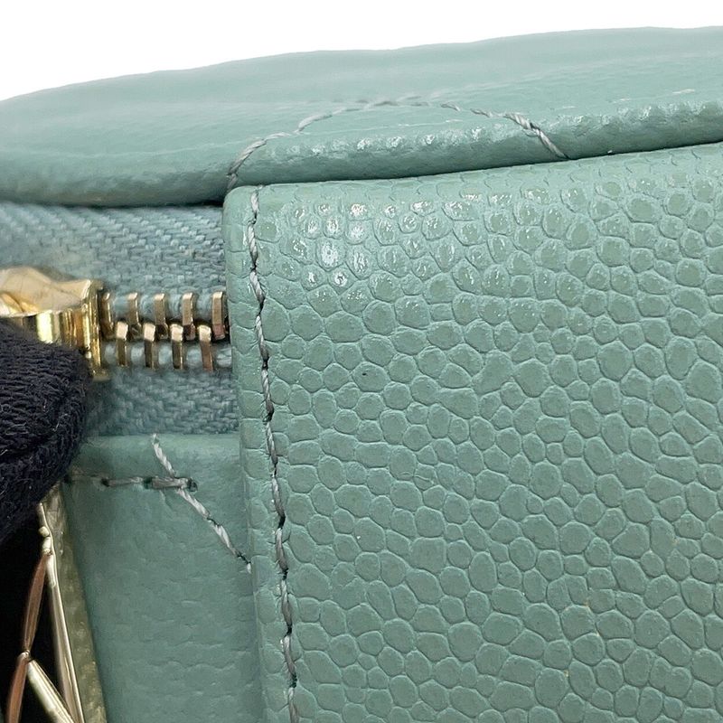 Chanel Chain Shoulder Bag Quilted Small Vanity Caviar Leather Light Green