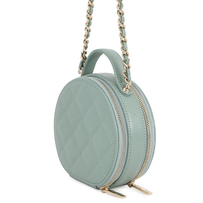 Chanel Chain Shoulder Bag Quilted Small Vanity Caviar Leather Light Green