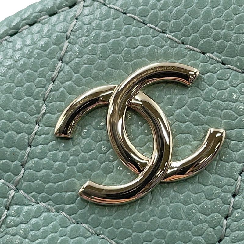 Chanel Chain Shoulder Bag Quilted Small Vanity Caviar Leather Light Green