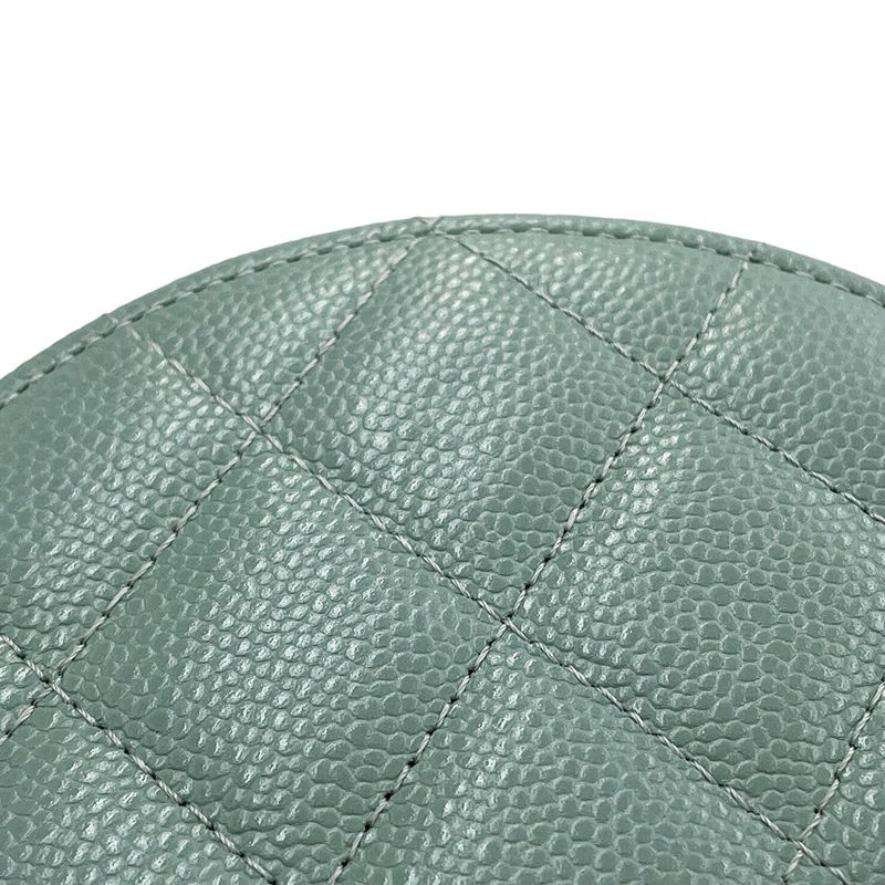 Chanel Chain Shoulder Bag Quilted Small Vanity Caviar Leather Light Green