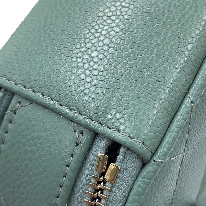 Chanel Chain Shoulder Bag Quilted Small Vanity Caviar Leather Light Green