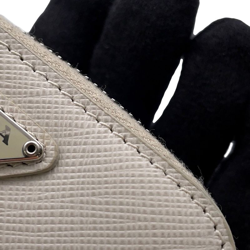 Prada Pouch Mini Triangle Logo Saffiano Pochette White