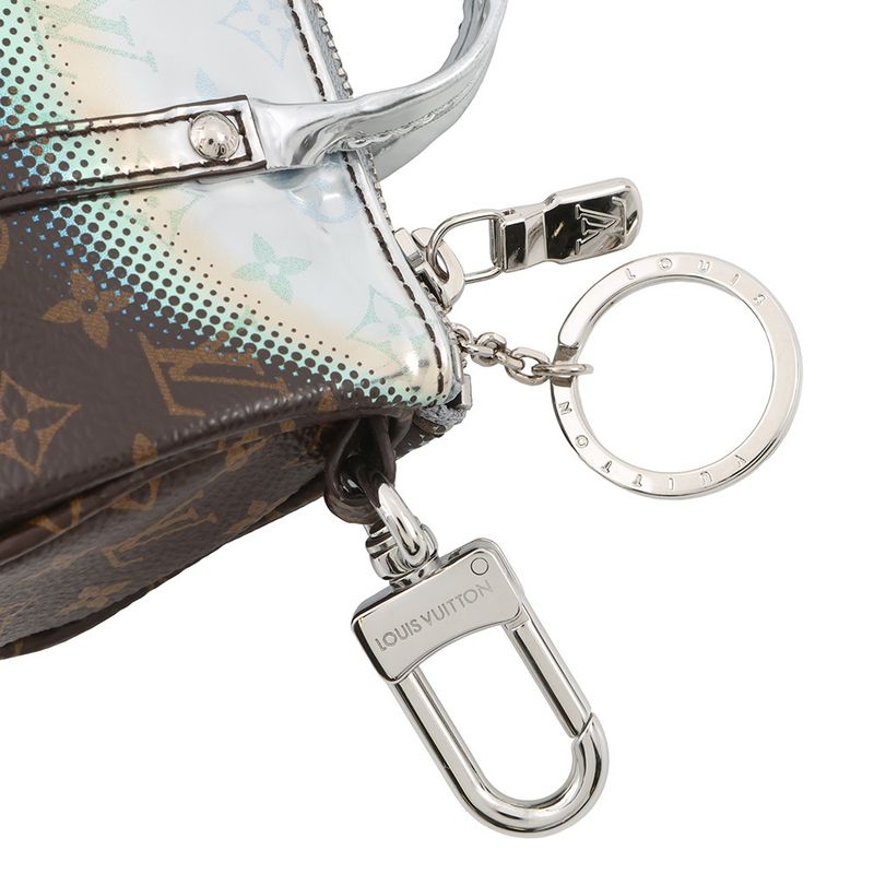 Louis Vuitton Bag Charm Monogram Metallic Mirror Mini Keepall Silver-brown