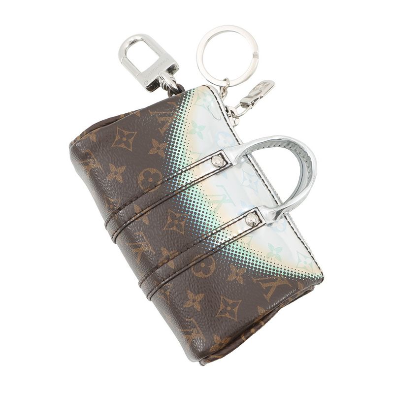 Louis Vuitton Bag Charm Monogram Metallic Mirror Mini Keepall Silver-brown