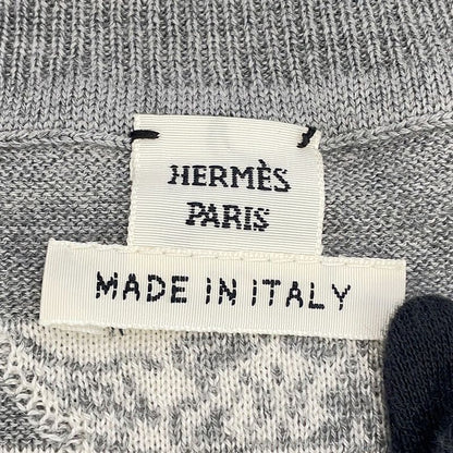 Hermes Short Sleeve Knit Jungle Love Cashmere Silk 38 Top Graywhite