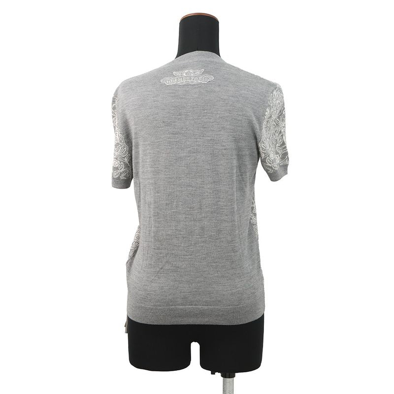Hermes Short Sleeve Knit Jungle Love Cashmere Silk 38 Top Graywhite