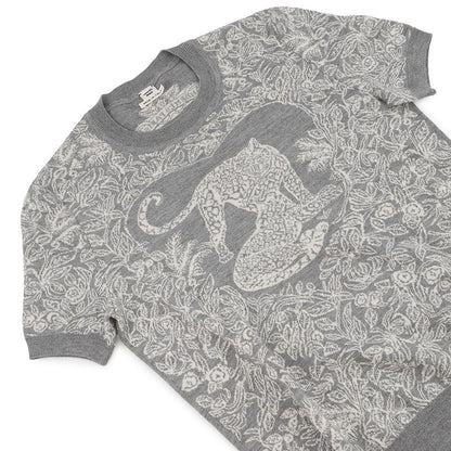 Hermes Short Sleeve Knit Jungle Love Cashmere Silk 38 Top Graywhite