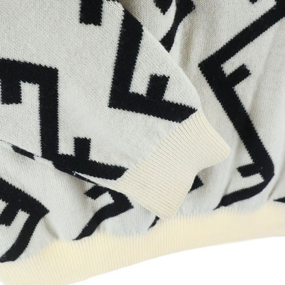 Fendi FF Pattern Crew Neck Knit Sweater White