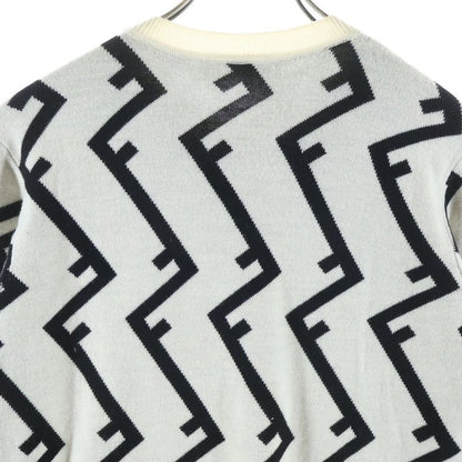 Fendi FF Pattern Crew Neck Knit Sweater White
