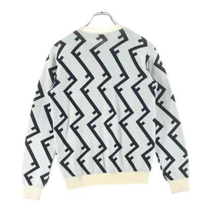 Fendi FF Pattern Crew Neck Knit Sweater White