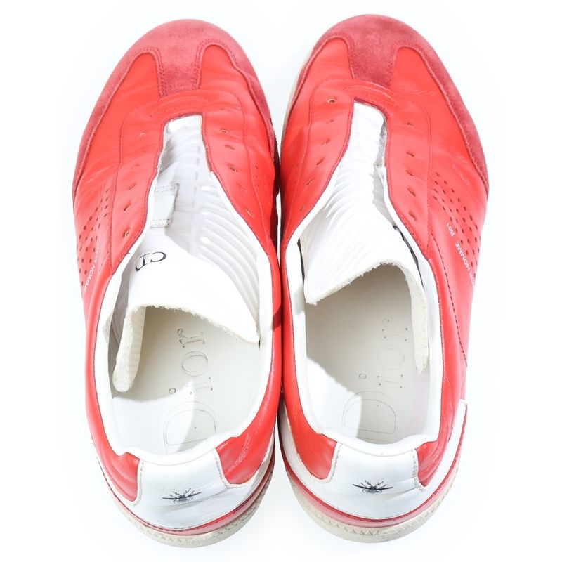 Dior Leather Lace Up Sneakers German Trainer Red