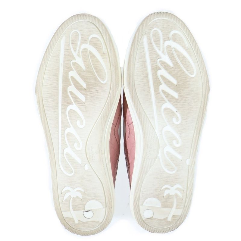 Gucci Micro Guccissima Embossed Leather Sneakers Slip on Pink