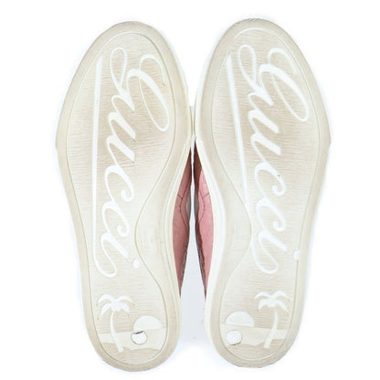 Gucci Micro Guccissima Embossed Leather Sneakers Slip on Pink