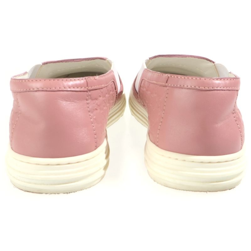 Gucci Micro Guccissima Embossed Leather Sneakers Slip on Pink