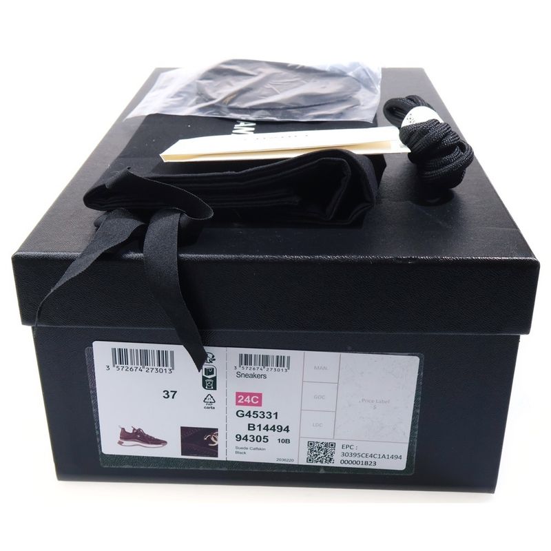 Chanel CC Logo Suede Sneakers Black
