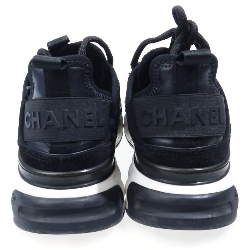 Chanel CC Logo Suede Sneakers Black