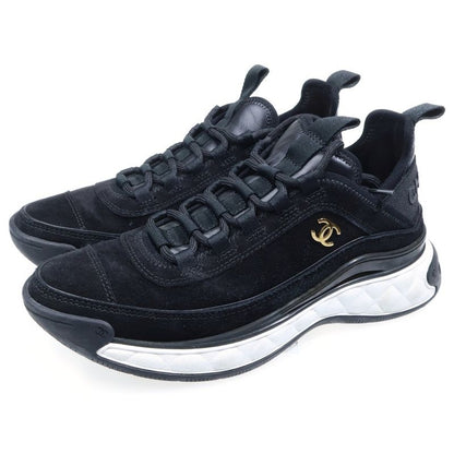 Chanel CC Logo Suede Sneakers Black