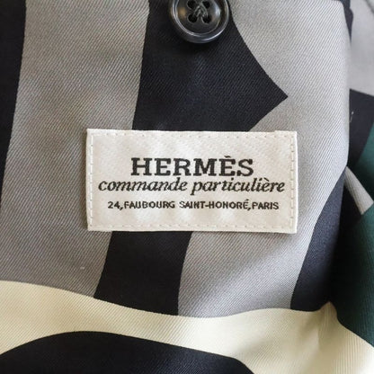 Hermes Lining Silk All Over Pattern Wool Tailored Jacket Trousers Long