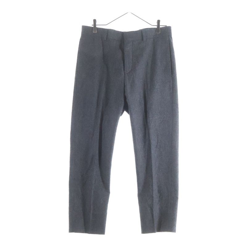 Hermes Leather Pocket Wool Single Tailored Jacket Trousers Long Pants Gray