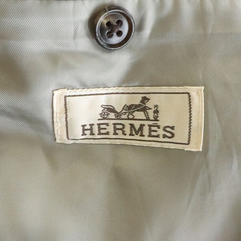 Hermes Cashmere Blend Wool Tailored Jacket Trousers Long Pants Set Suit Black