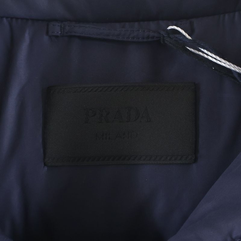 Prada Triangle Logo Cropped Down Navy Flat