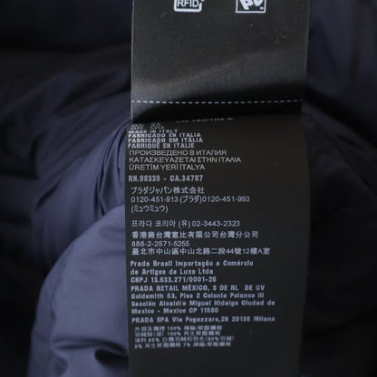 Prada Triangle Logo Cropped Down Navy Flat