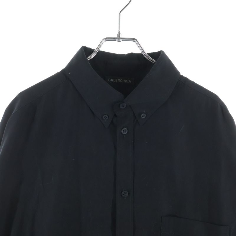 Balenciaga Lace Trim Shirt Lingerie Long Sleeve Button Down Black